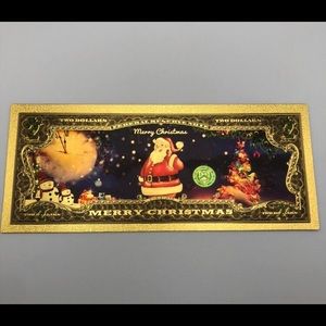 24k Gold Foil Plated Christmas $2 Dollar Banknote